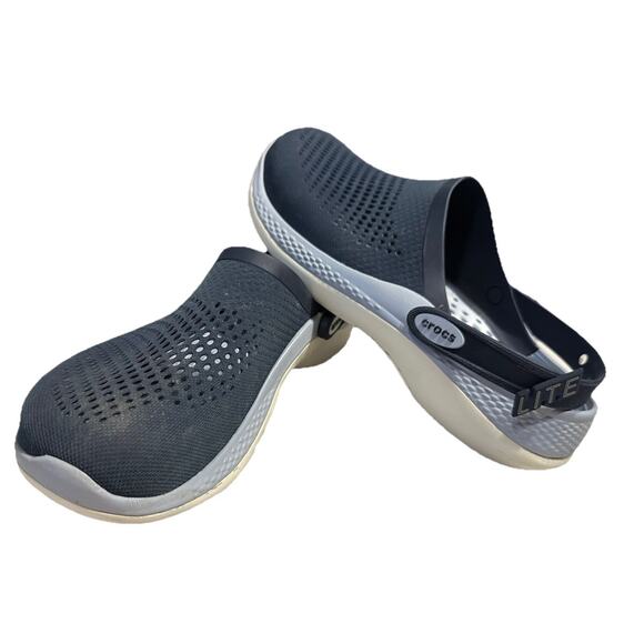 Crocs LITERIDE 360 CLOG SANDAL Navy Light Blue & White Mens SZ 12 - Picture 1 of 11